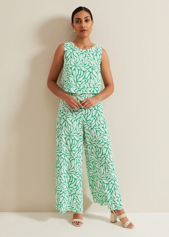 Phase Eight Petite Aubrey Geo Jumpsuit Green Canada | UCTOIG-306